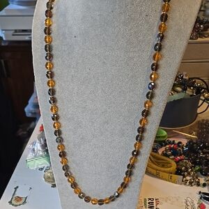 Elegant Amber Lyke and Gray Beaded Necklace